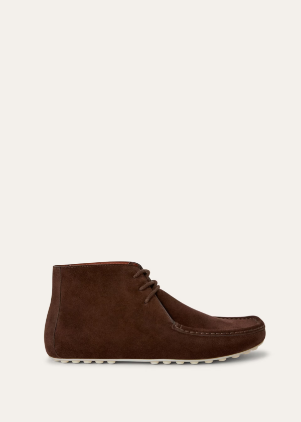 Dot Sole Lace Up Walk Boots Chocolate